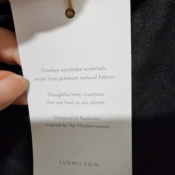 LUXMII Safari Black Wrap Linen Dress Size Medium Sustainably and Ethically Made - Picture 10 of 11